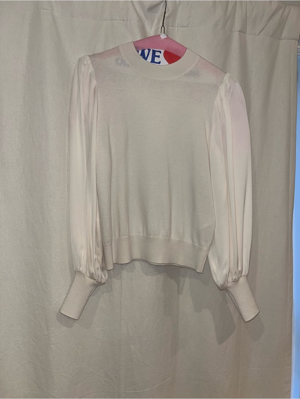 LK Bennett Soft Blush Puff-Sleeve Knit Top